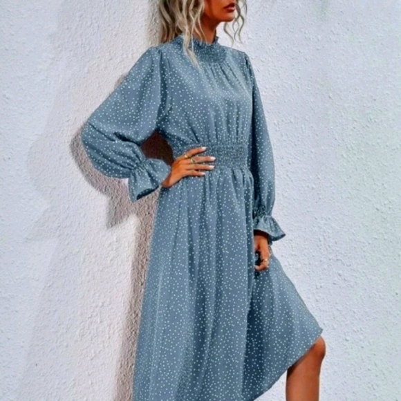 shein dusty blue dress SHEIN Belle Elegant Baby Blue Sequin Patchwork Dress,Diagonal Neckline High Waisted Side Pleated Open Gown,Seductive Summer Dinner Prom Graduation Formal Dress